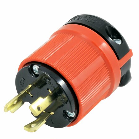 AC WORKS NEMA L6-30P 30A 250V 3-Prong Locking Male Plug with UL, C-UL Approval in Orange ASL630P
